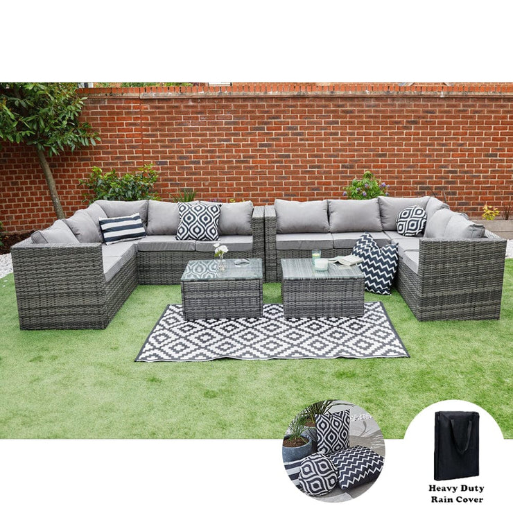 Vancouver 10 Seater Rattan Corner Sofa Patio Set