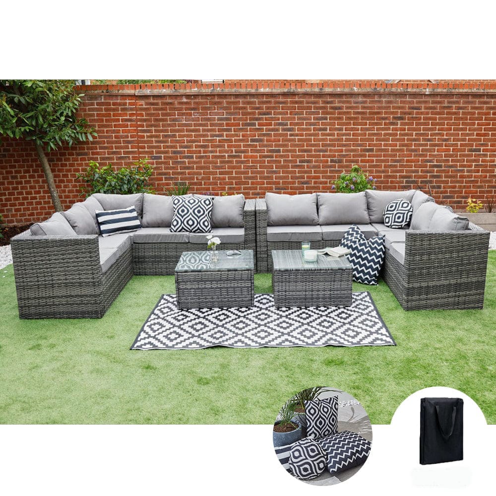 Vancouver 10 Seater Rattan Corner Sofa Patio Set