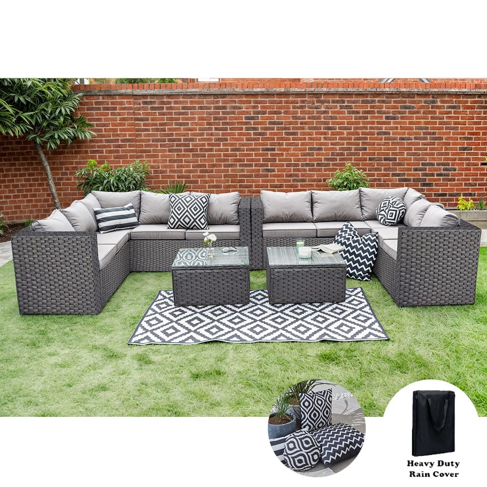 Vancouver 10 Seater Rattan Corner Sofa Patio Set