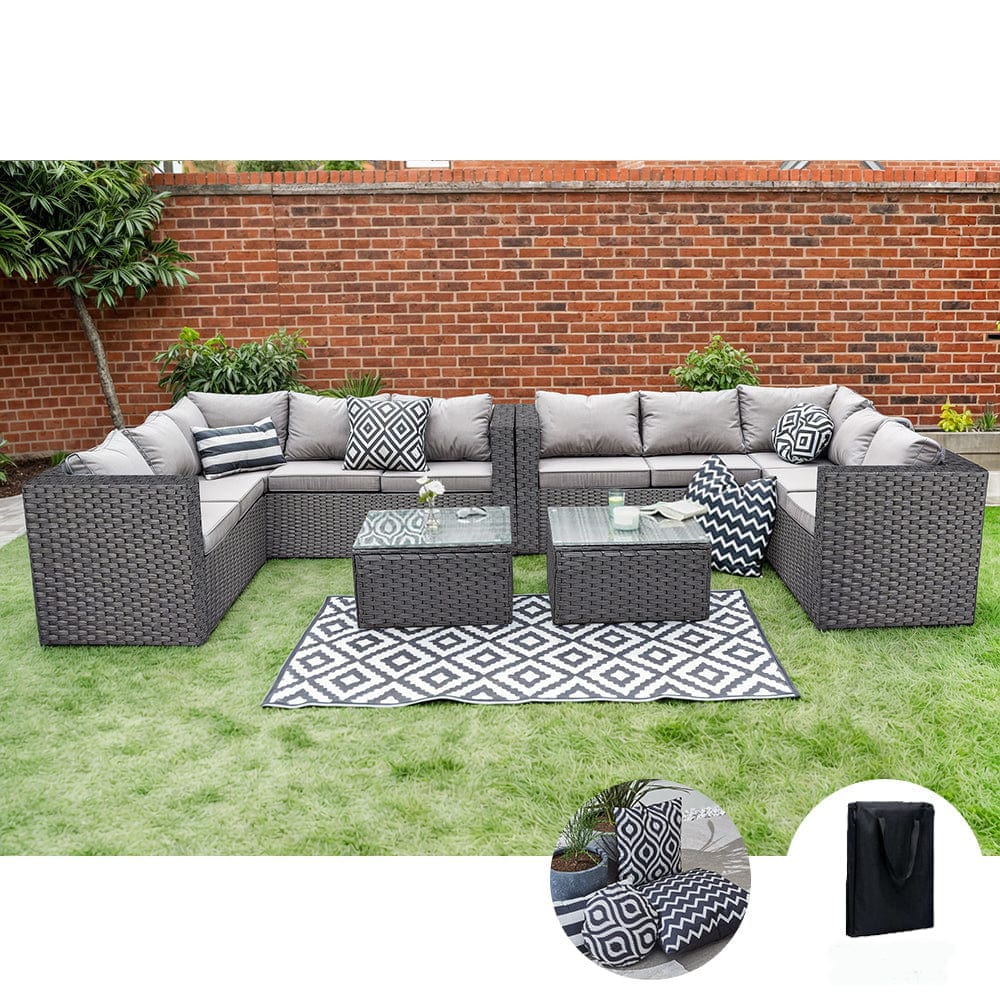 Vancouver 10 Seater Rattan Corner Sofa Patio Set