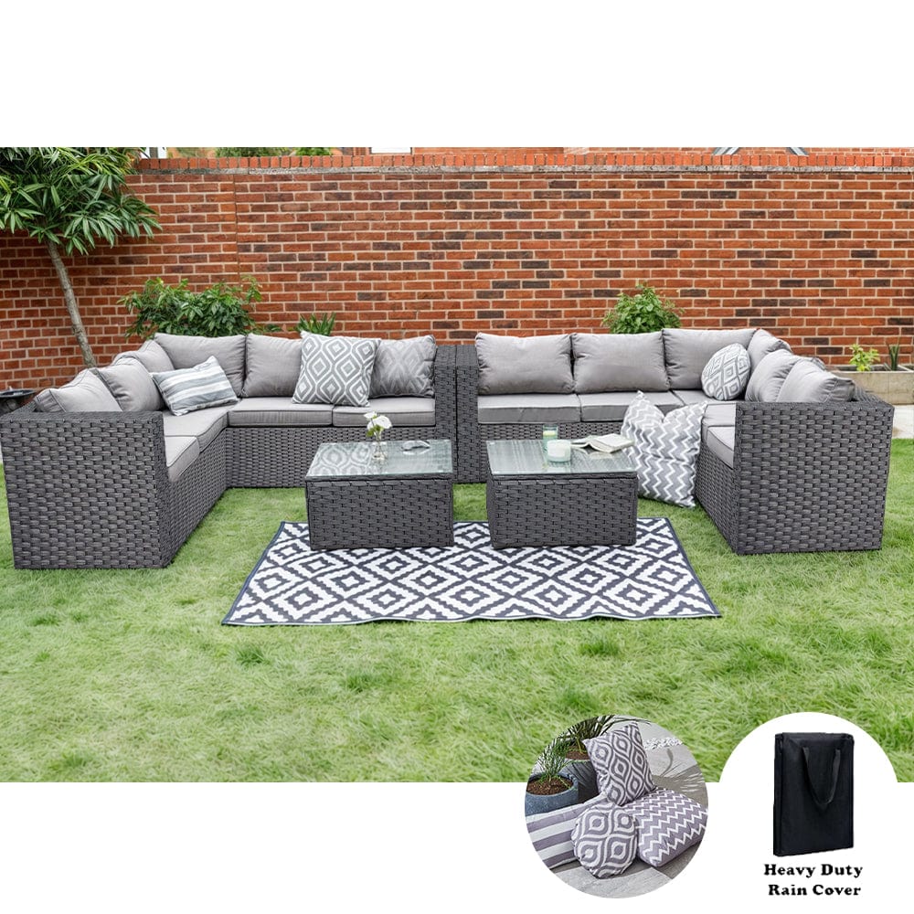 Vancouver 10 Seater Rattan Corner Sofa Patio Set