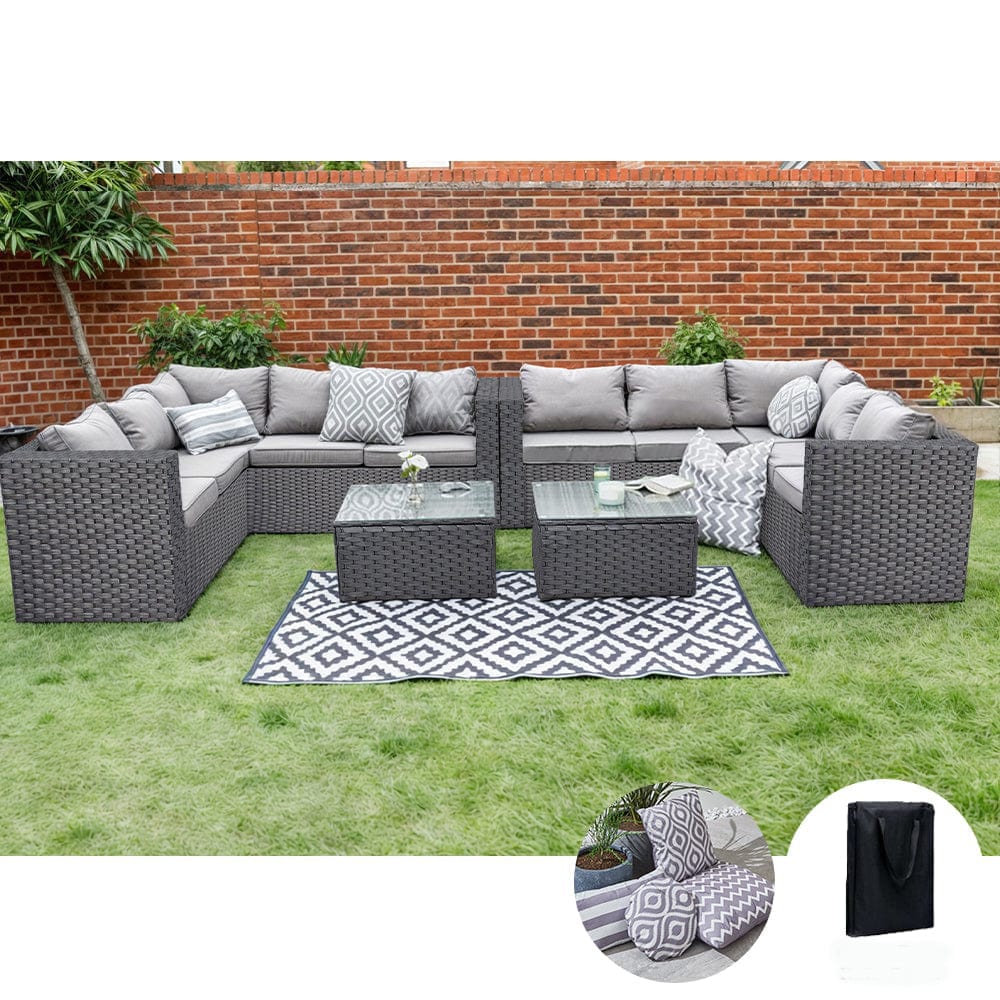 Vancouver 10 Seater Rattan Corner Sofa Patio Set