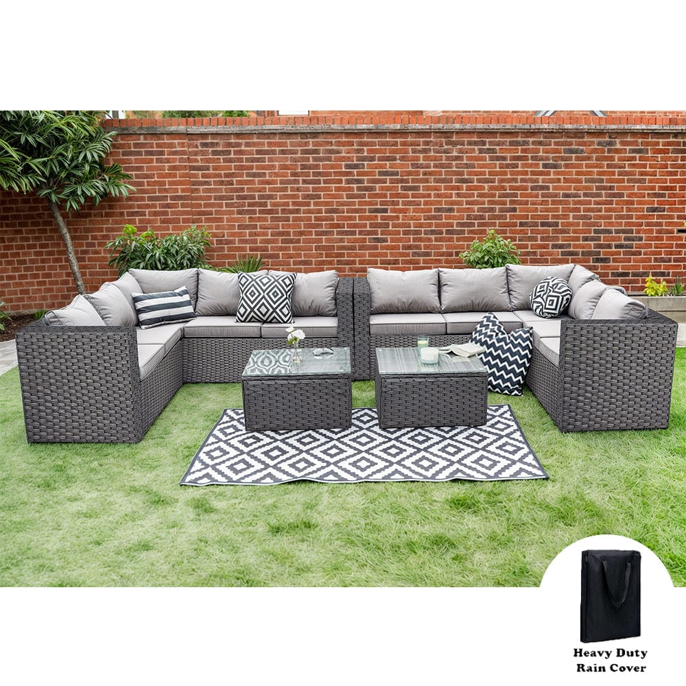 Vancouver 10 Seater Rattan Corner Sofa Patio Set
