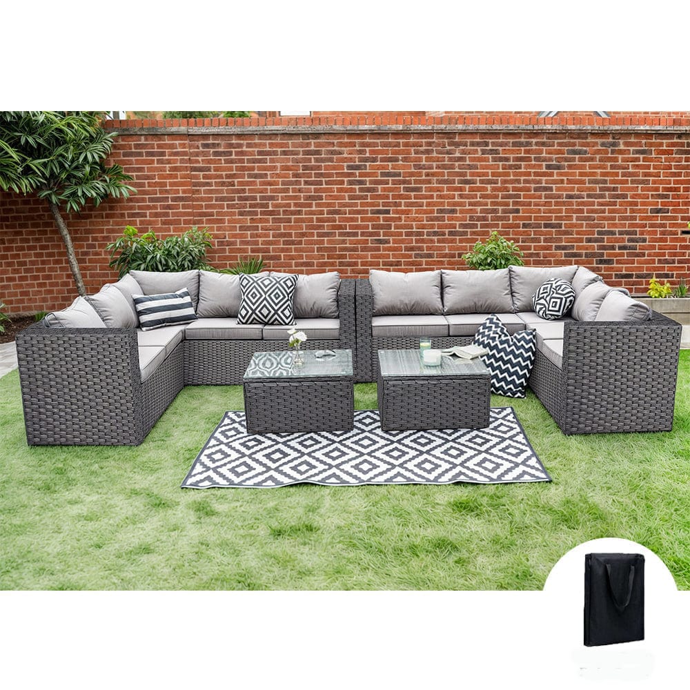 Vancouver 10 Seater Rattan Corner Sofa Patio Set