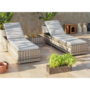 Vancouver Rattan Sun Lounger Set In Grey