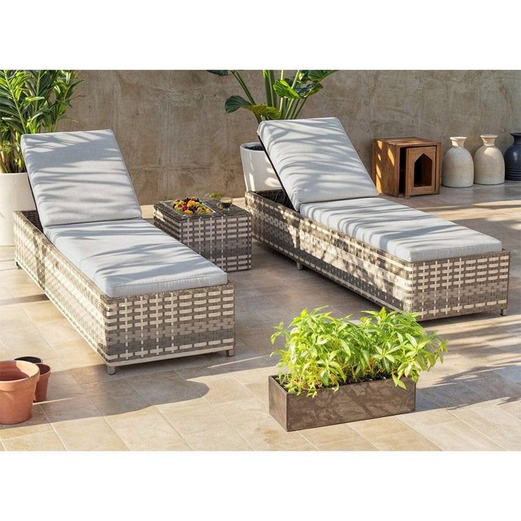 Vancouver Rattan Sun Lounger Set In Grey