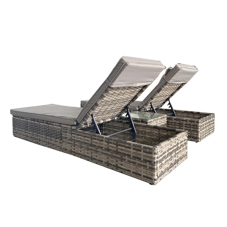 Vancouver Rattan Sun Lounger Set In Grey