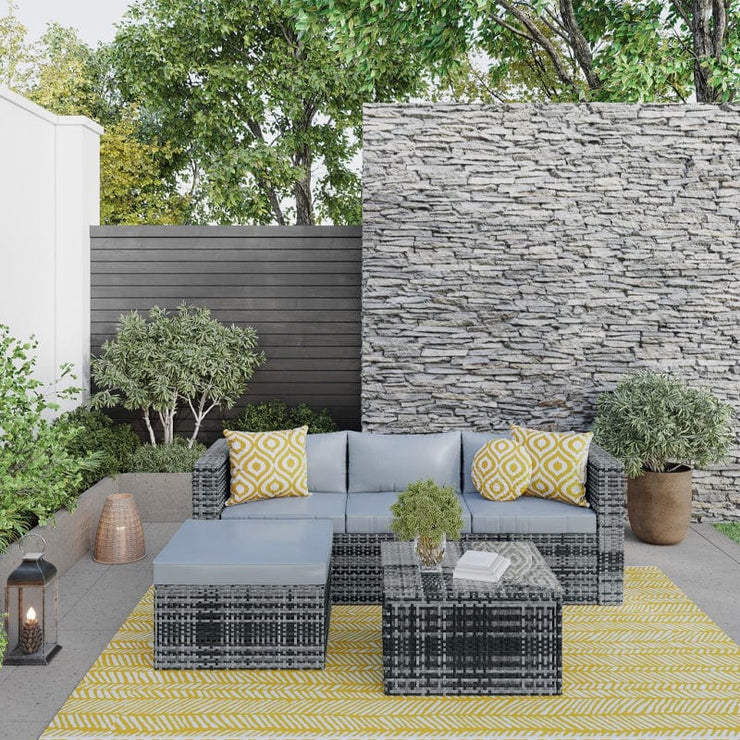 Ashcraft Waterproof Outdoor Scatter Cushion Set in Yellow Pattern