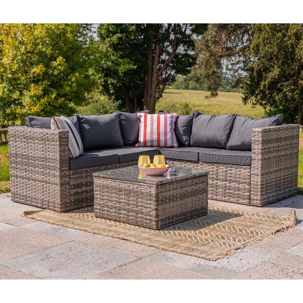 Vancouver 5 Seater Grey Rattan Corner Sofa Patio Set
