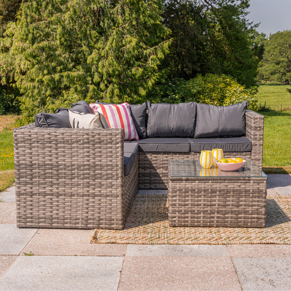 Vancouver 5 Seater Grey Rattan Corner Sofa Patio Set