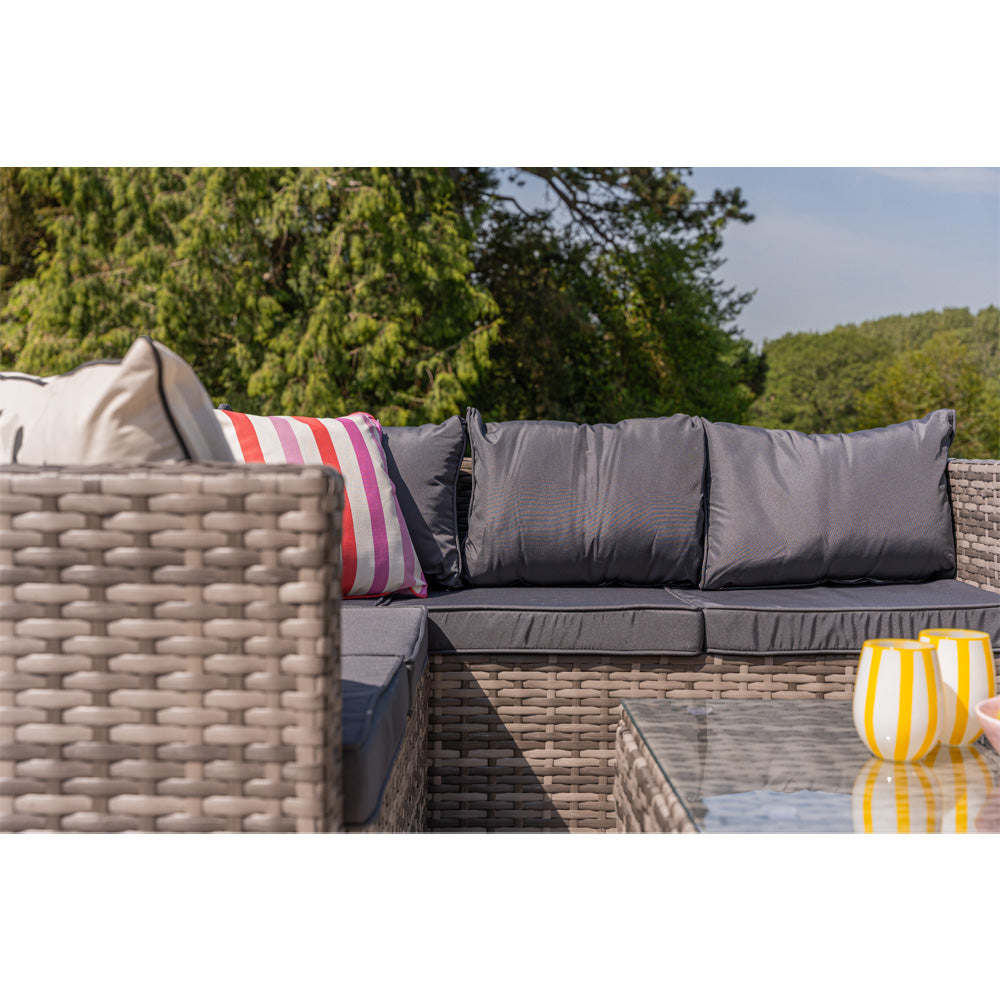 Vancouver 5 Seater Grey Rattan Corner Sofa Patio Set