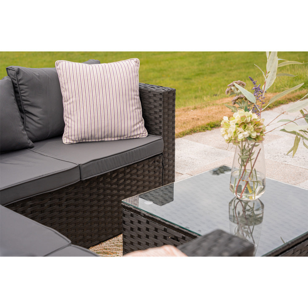 Vancouver 5 Seater Rattan Corner Sofa Patio Set Garden Sofa Set In Black