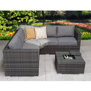 Vancouver Aluminum frame 5 Seater Rattan Garden Furniture Corner Sofa Set With Ice Bucket Coffee Table