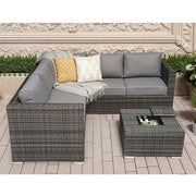 Vancouver Aluminum frame 5 Seater Rattan Garden Furniture Corner Sofa Set With Ice Bucket Coffee Table