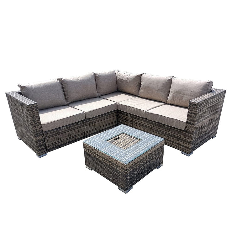 Vancouver Aluminum frame 5 Seater Rattan Garden Furniture Corner Sofa Set With Ice Bucket Coffee Table