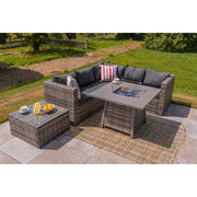 Vancouver 5-Seater Rattan Corner Sofa Set with Cubic Fire Pit Table and Rain cover