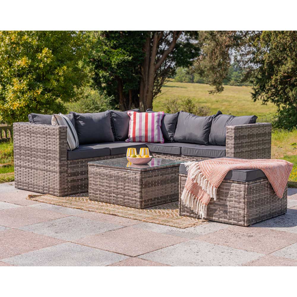 Vancouver 6 Seater Modular Rattan Sofa Set In Grey