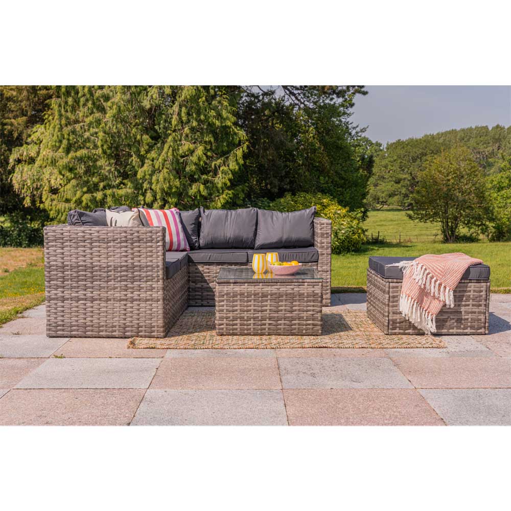 Vancouver 6 Seater Modular Rattan Sofa Set In Grey