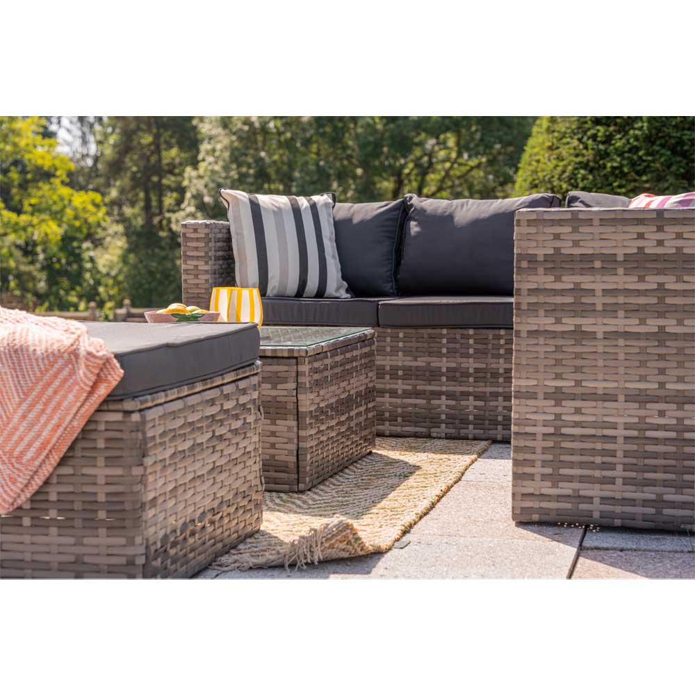 Vancouver 6 Seater Modular Rattan Sofa Set In Grey