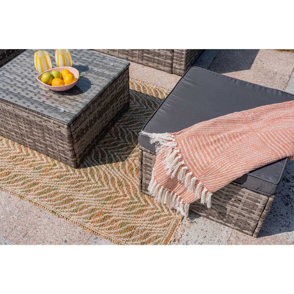 Vancouver 6 Seater Modular Rattan Sofa Set In Grey