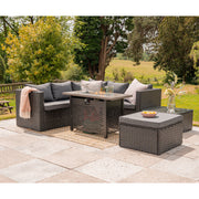 Vancouver 6‑Seater Outdoor Sofa Set with Fire Pit Table