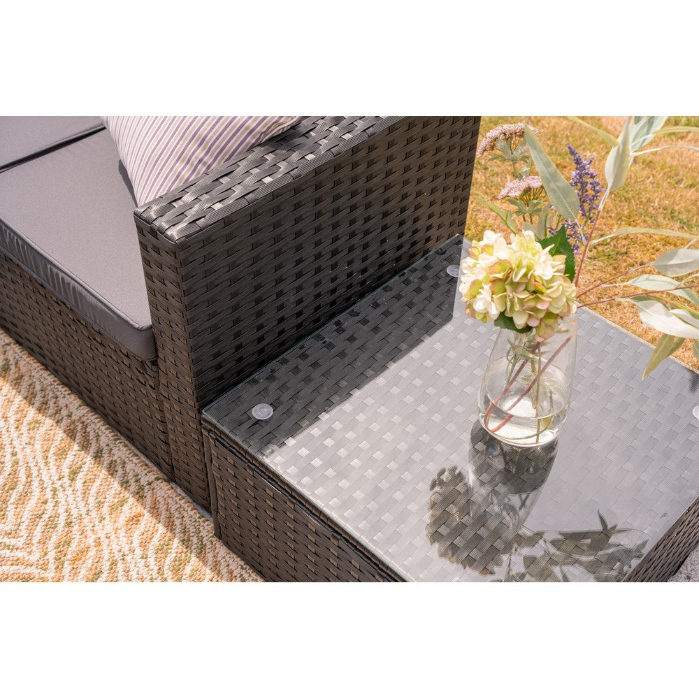 Vancouver 6‑Seater Outdoor Sofa Set with Fire Pit Table