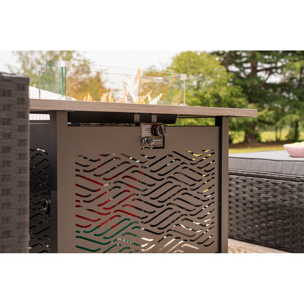 Vancouver 6‑Seater Outdoor Sofa Set with Fire Pit Table