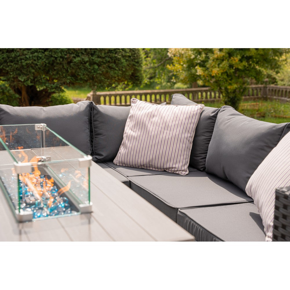 Vancouver 6‑Seater Outdoor Sofa Set with Fire Pit Table