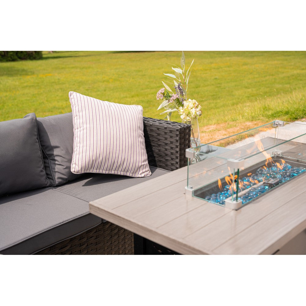 Vancouver 6‑Seater Outdoor Sofa Set with Fire Pit Table
