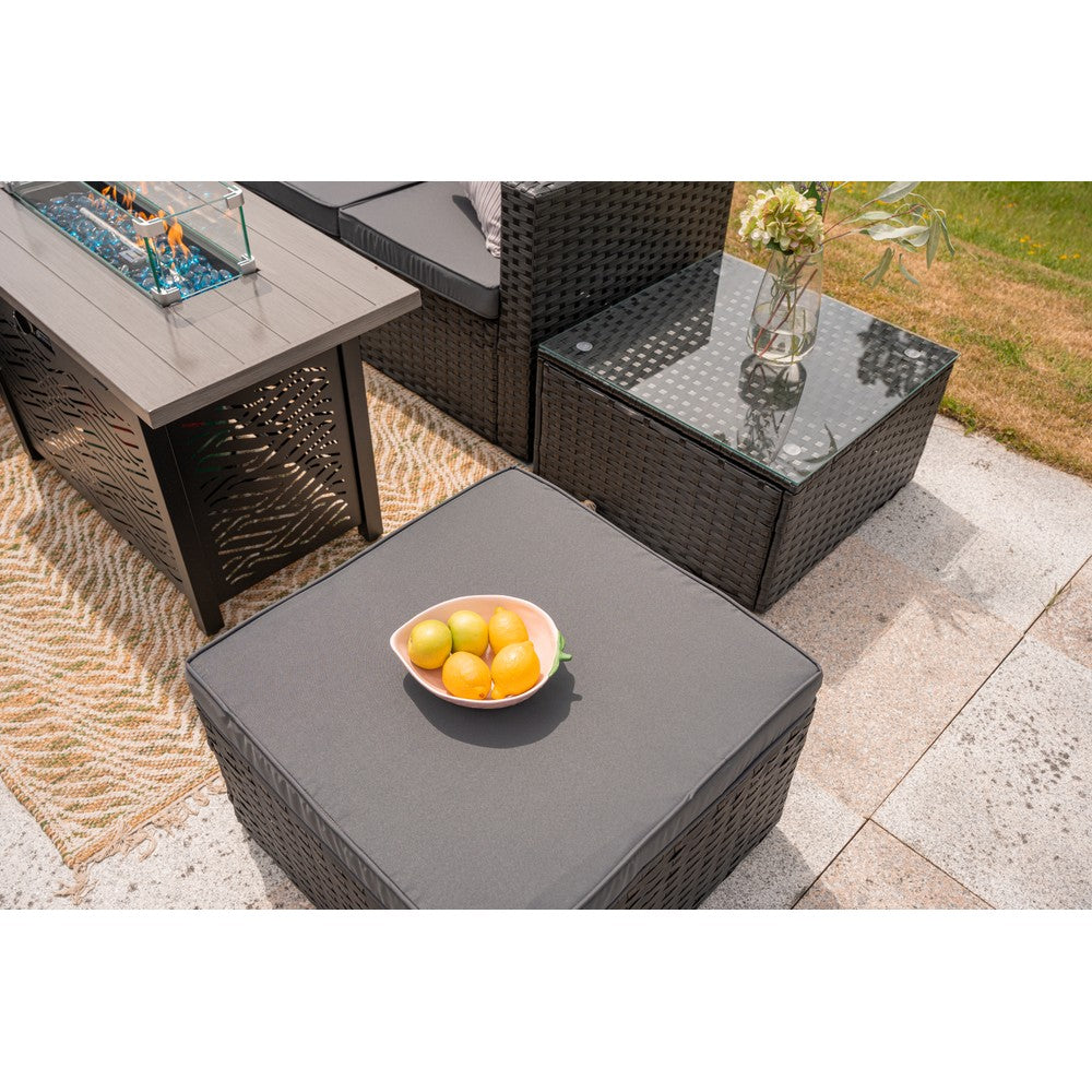 Vancouver 6‑Seater Outdoor Sofa Set with Fire Pit Table