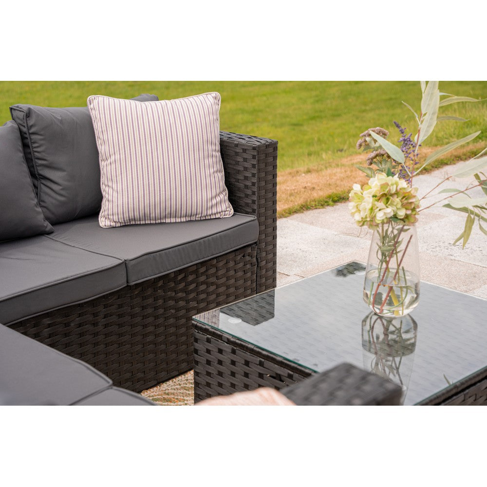 Vancouver 6‑Seater Outdoor Sofa Set with Fire Pit Table