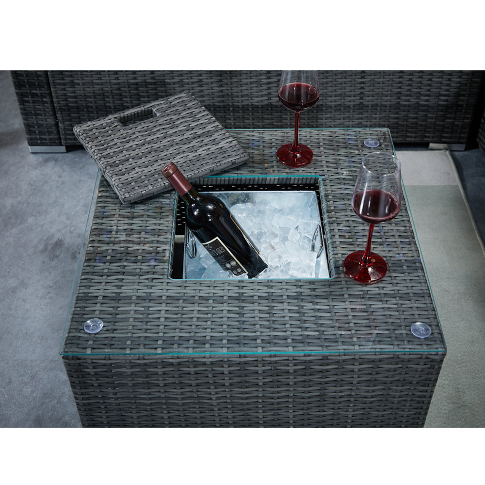 Vancouver Aluminium Frame 6‑Seater Corner Sofa Set with Ice Bucket Coffee Table