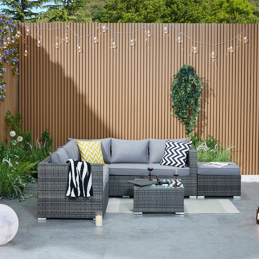 Vancouver Aluminium Frame 6‑Seater Corner Sofa Set with Ice Bucket Coffee Table