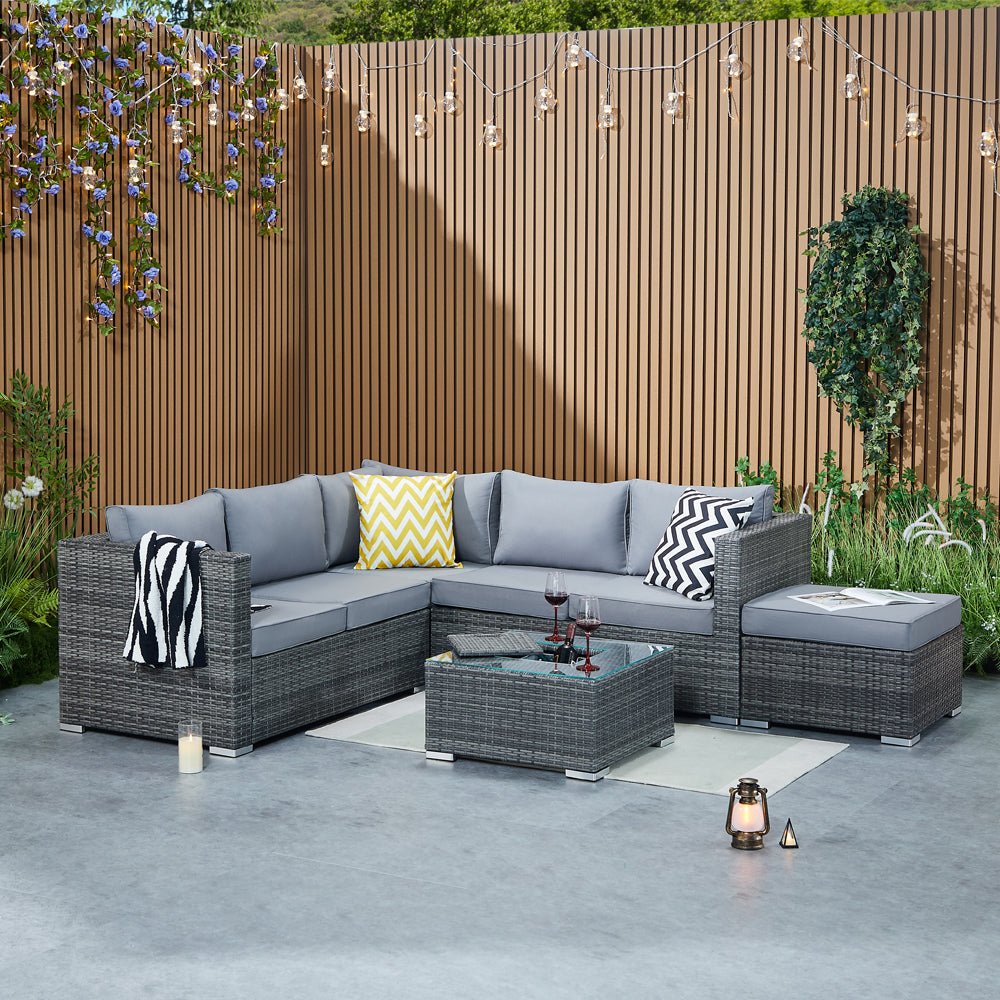 Vancouver Aluminium Frame 6‑Seater Corner Sofa Set with Ice Bucket Coffee Table