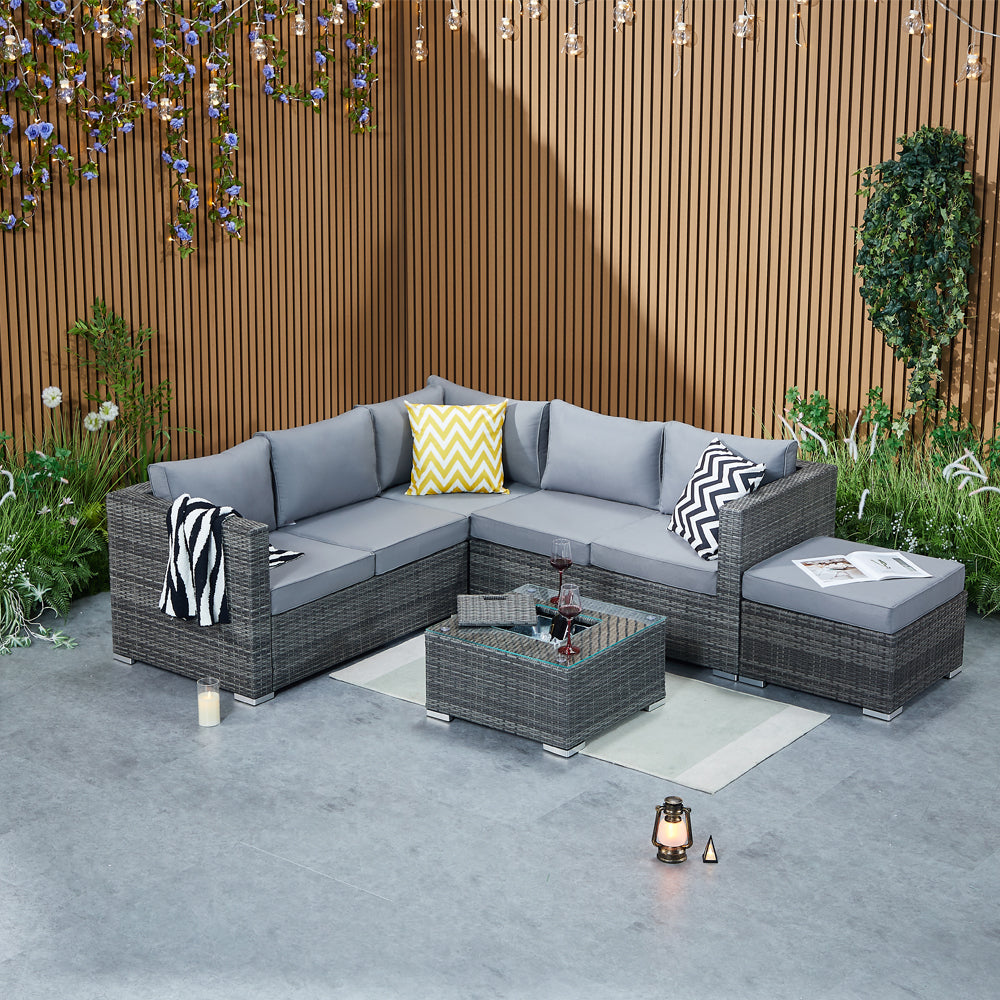 Vancouver Aluminium Frame 6‑Seater Corner Sofa Set with Ice Bucket Coffee Table