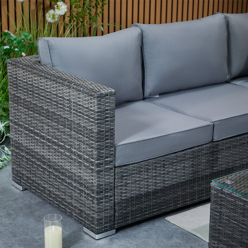 Vancouver Aluminium Frame 6‑Seater Corner Sofa Set with Ice Bucket Coffee Table
