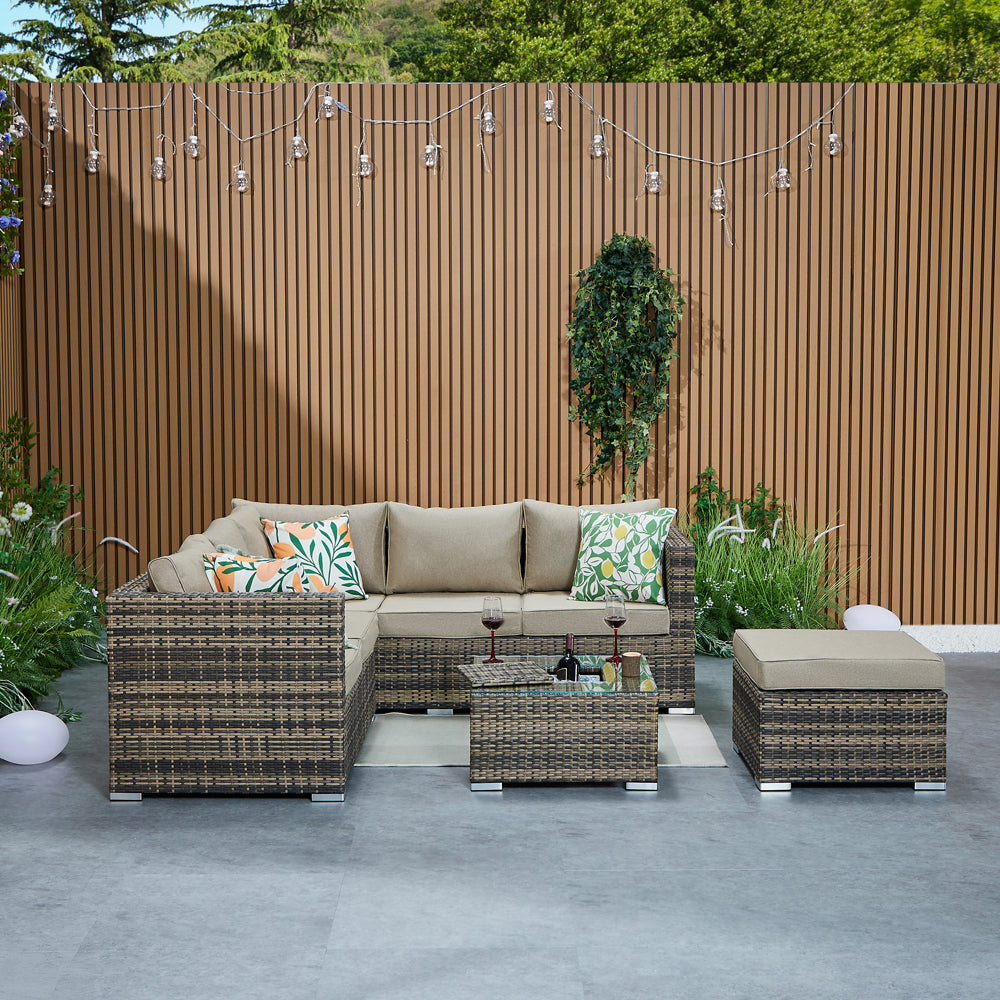 Vancouver Aluminium Frame 6‑Seater Corner Sofa Set with Ice Bucket Coffee Table