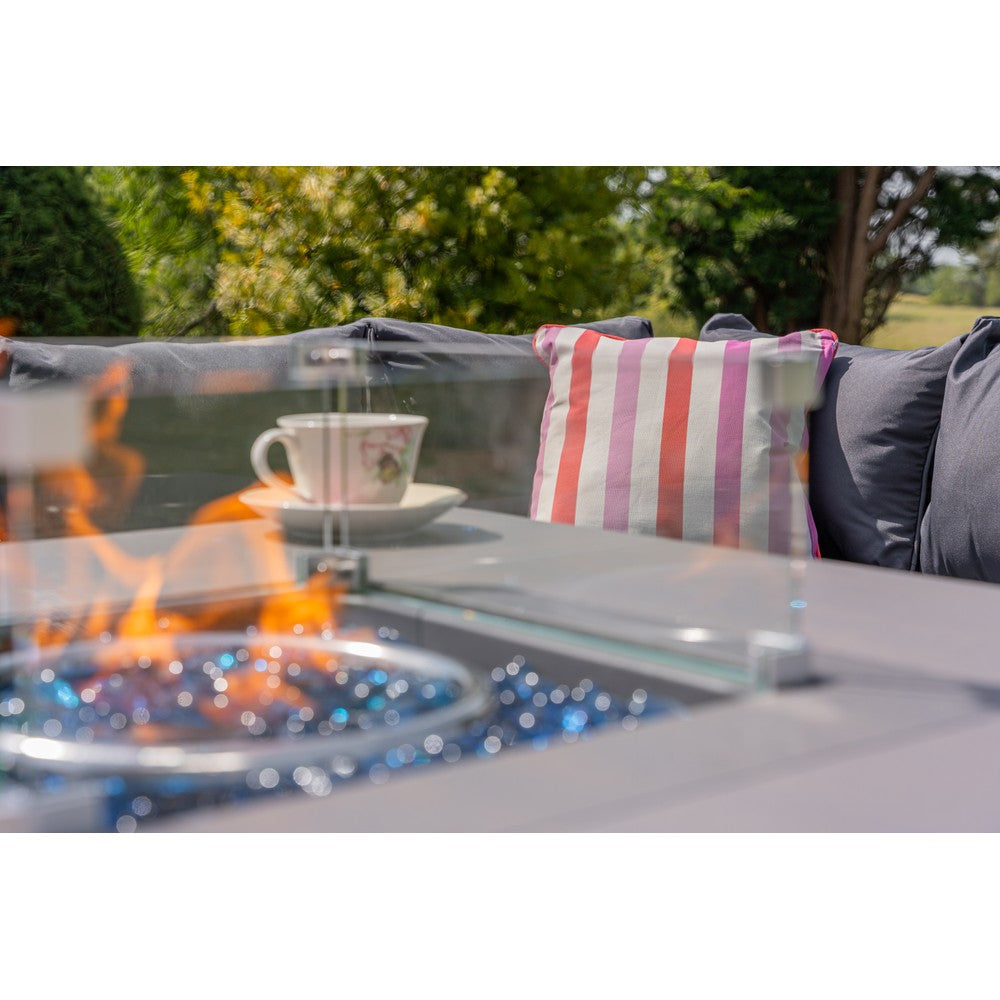 Vancouver 6 Seater Rattan Corner Sofa Set with Cubic Fire Pit Table and Rain cover