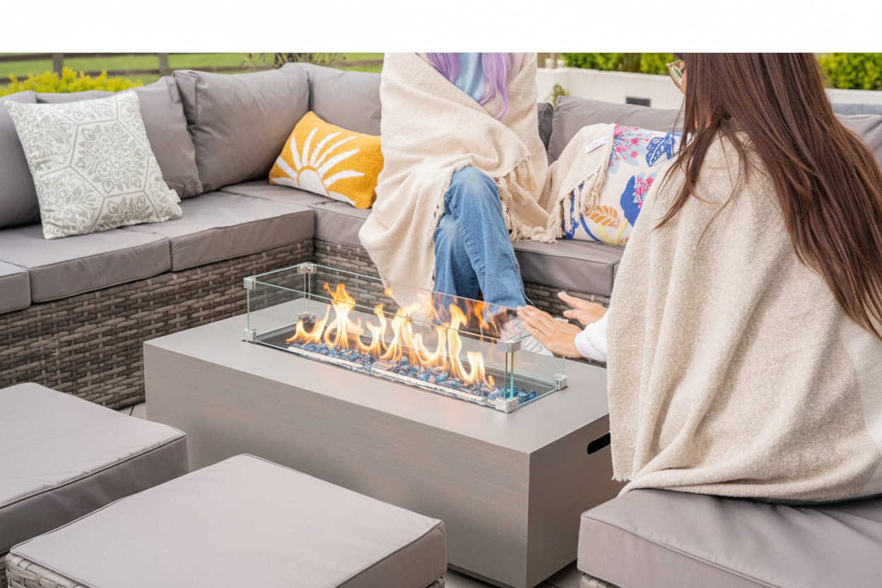 Outdoor 42 inchRect Gas Fire Pit with Gas Bottle Storage