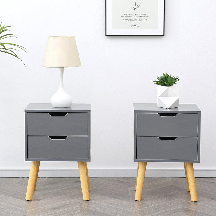 Set Of 2 Agata High Gloss 2 Drawer Bedside Tables