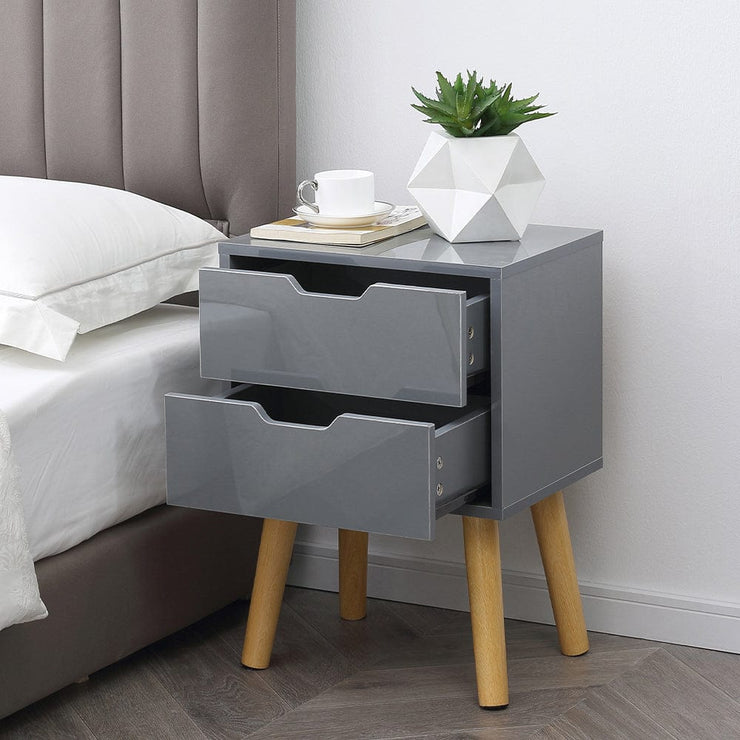 Set Of 2 Agata High Gloss 2 Drawer Bedside Tables