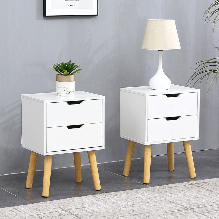 Set Of 2 Agata High Gloss 2 Drawer Bedside Tables