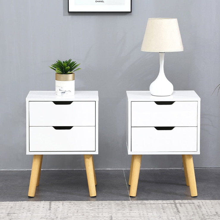 Set Of 2 Agata High Gloss 2 Drawer Bedside Tables