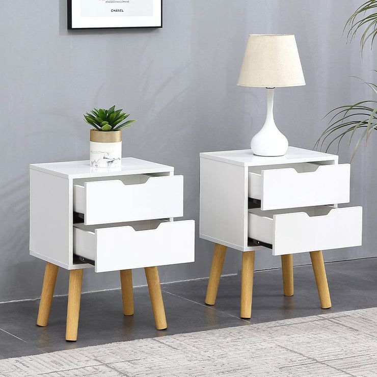 Set Of 2 Agata High Gloss 2 Drawer Bedside Tables