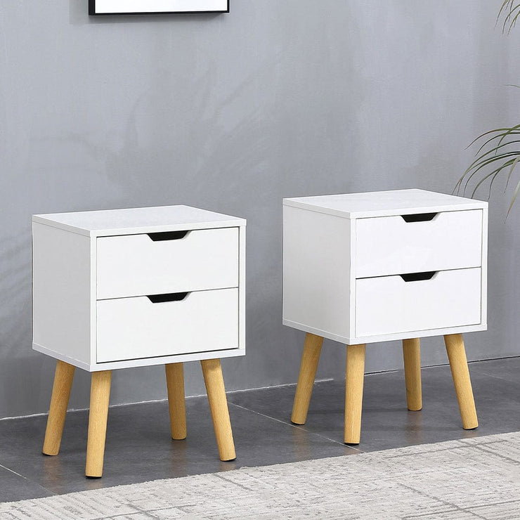 Set Of 2 Agata High Gloss 2 Drawer Bedside Tables