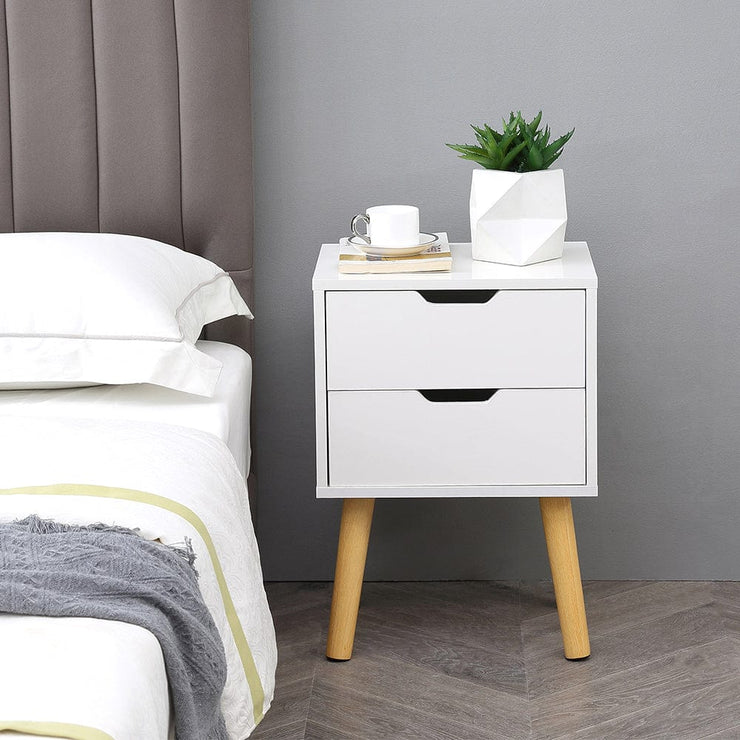 Set Of 2 Agata High Gloss 2 Drawer Bedside Tables