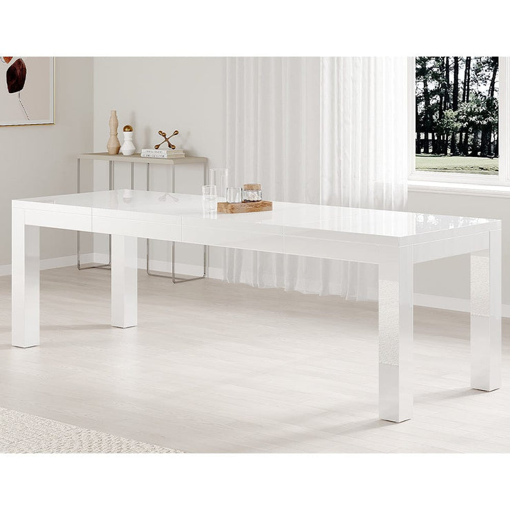 Agata 120cm - 240cm Transformer Table White High Gloss Extending Dining Table