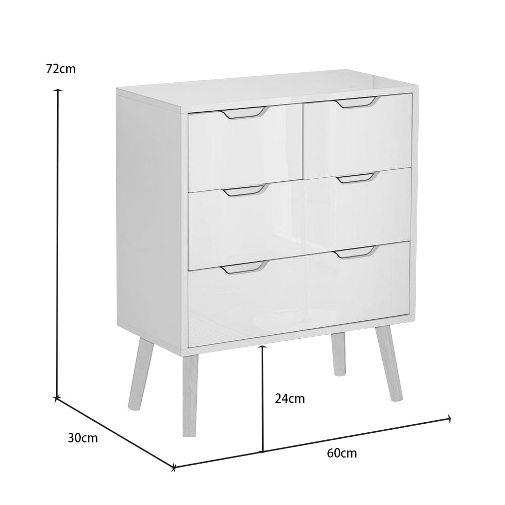 Agata High Gloss 2+2 Drawers Chest Bedroom Storage Cabinet