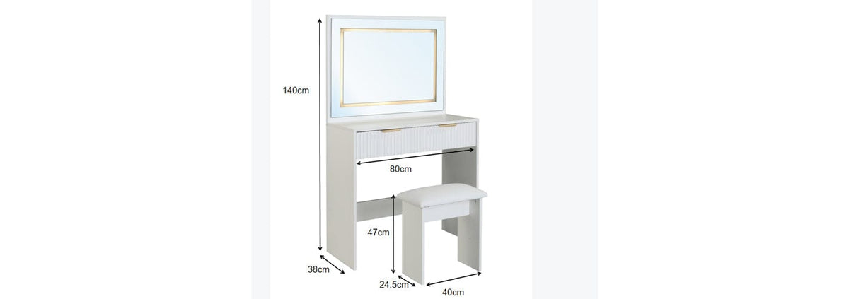 Mercury hollywood Style Dressing Table and Stool Set With Led Lighting