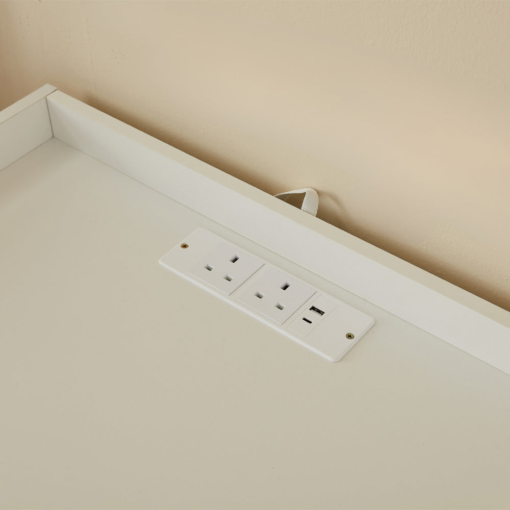 Night Stand Storage Cabinet Bedside Table with Led Lights and Sockets